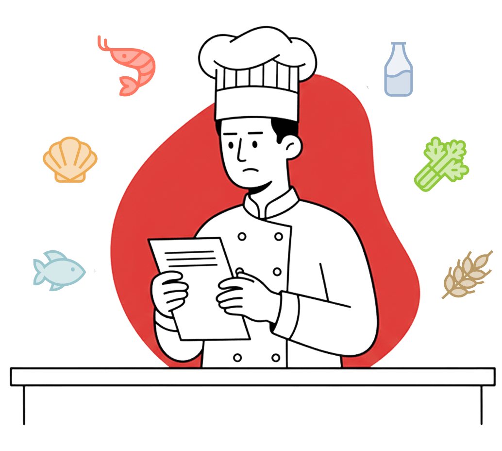 Chef reviewing a menu with allergens highlighted